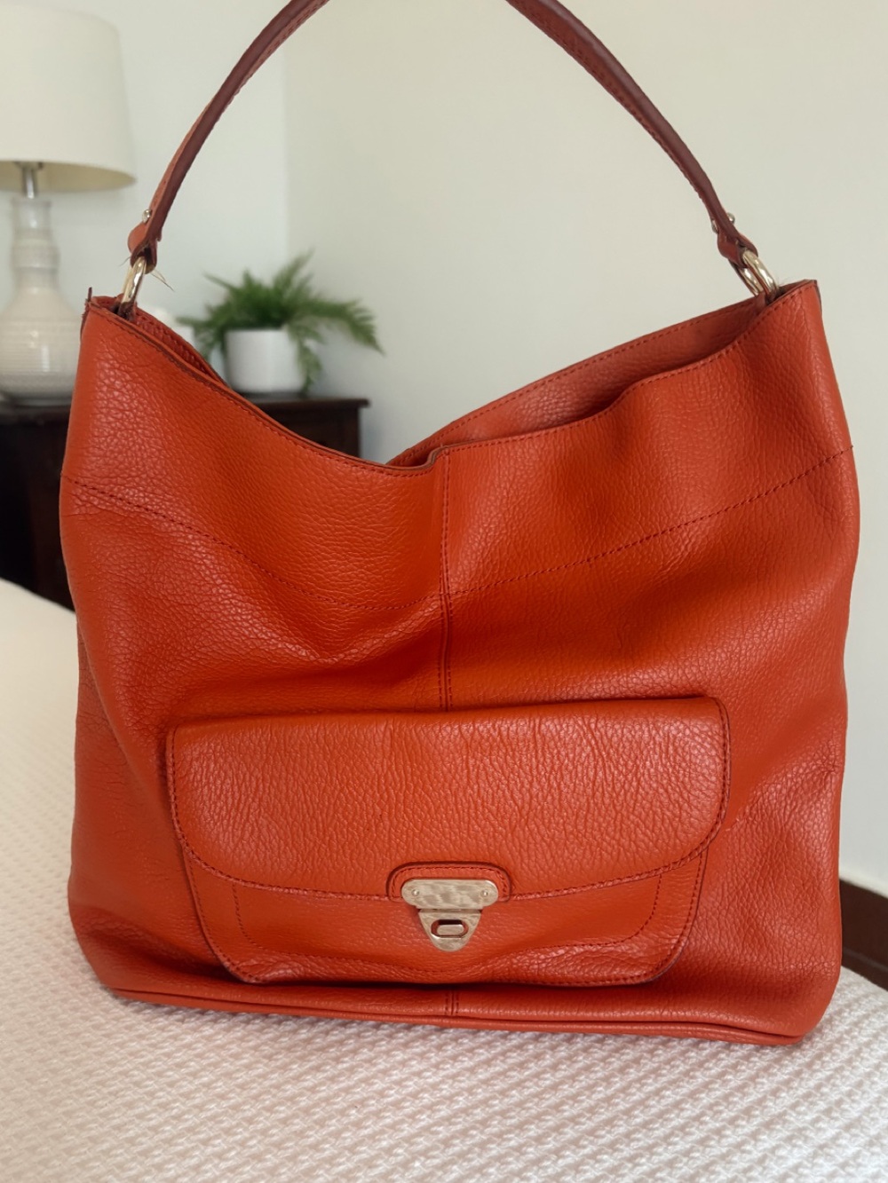 Banana Republic Leather Hobo Shoulder Bag in Burnt Orange